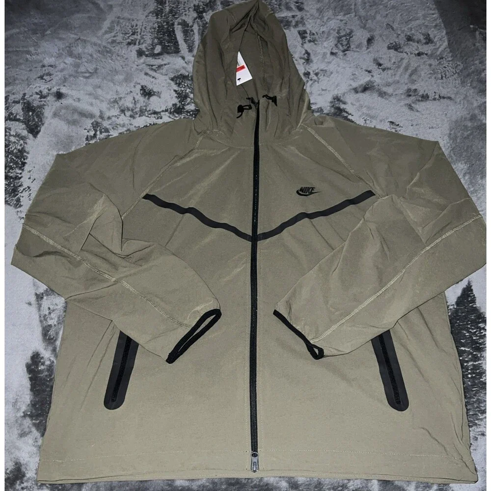 LARGE Nike Tech Men's Woven Jacket (Medium Olive/Medium Olive/Black) - Picture 9 of 9
